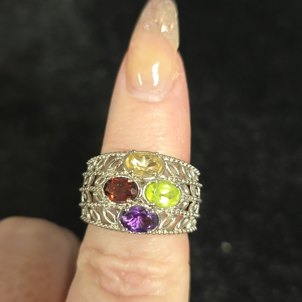 🆕️ SIZE 6 KARIS MULTI GEMSTONE RING IN PLATINUM BOND - Picture 11 of 16
